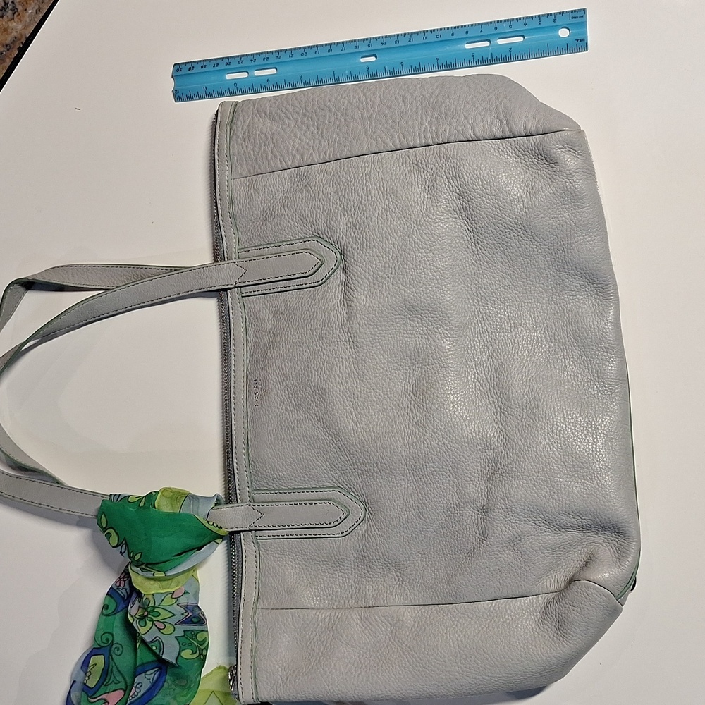 Fossil Gray Leather Tote Bag - Picture 3 of 8